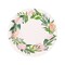 25 White 7 in Round Disposable Paper Salad Plates Flower Wreath Design